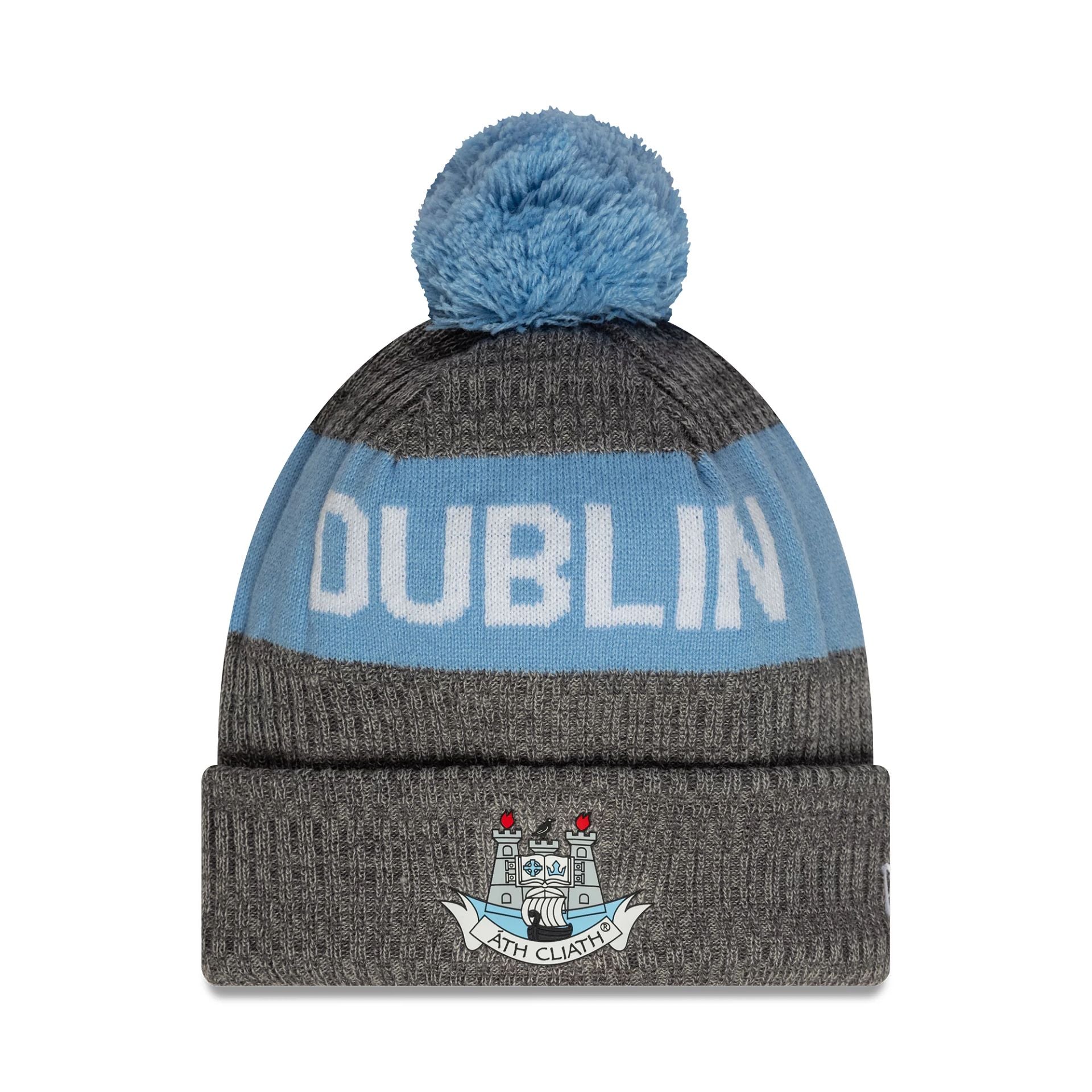 This is a Dublin GAA Grey Bobble Knit Beanie Hat 1