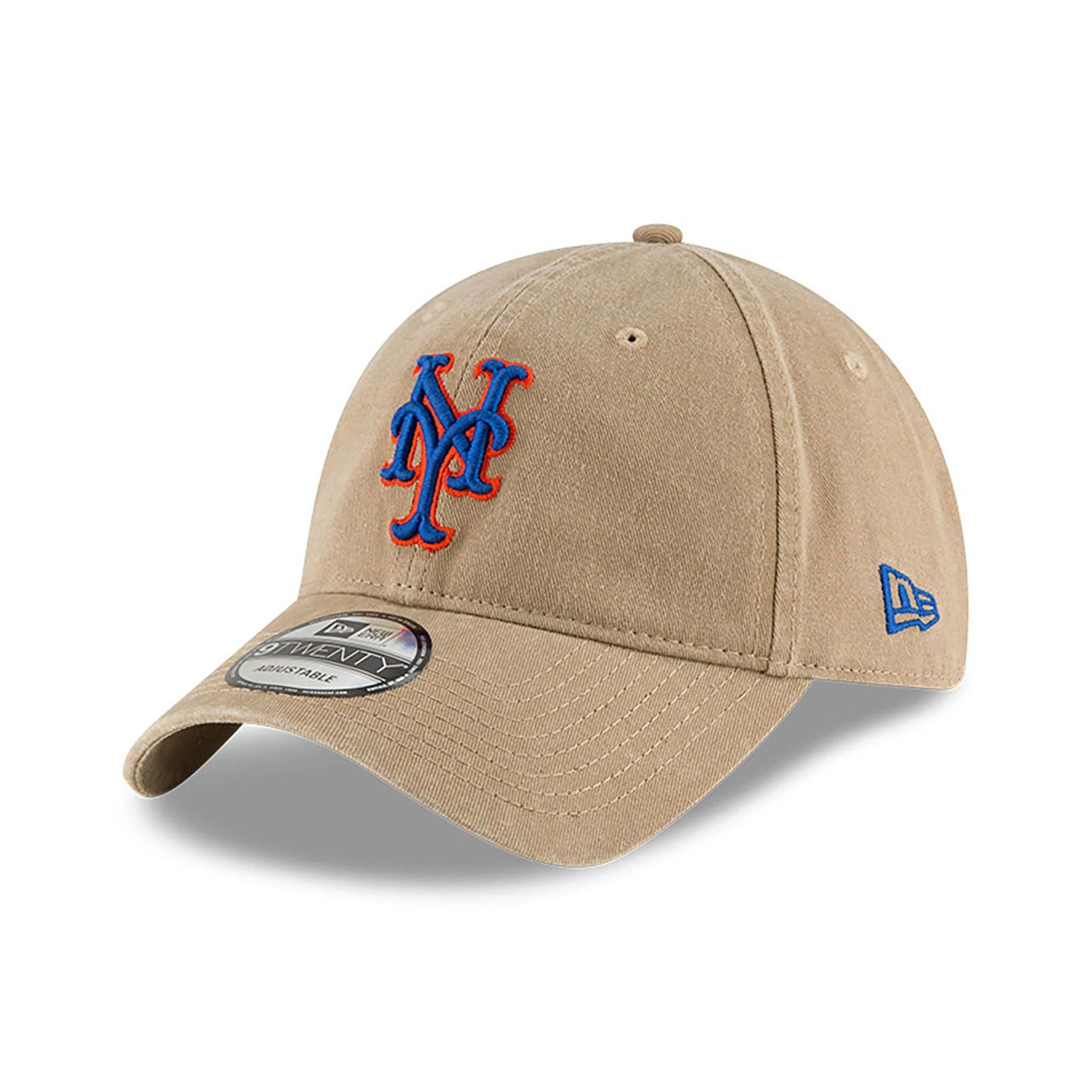 This is a New York Mets MLB Core Classic Beige 9TWENTY Adjustable Cap 1