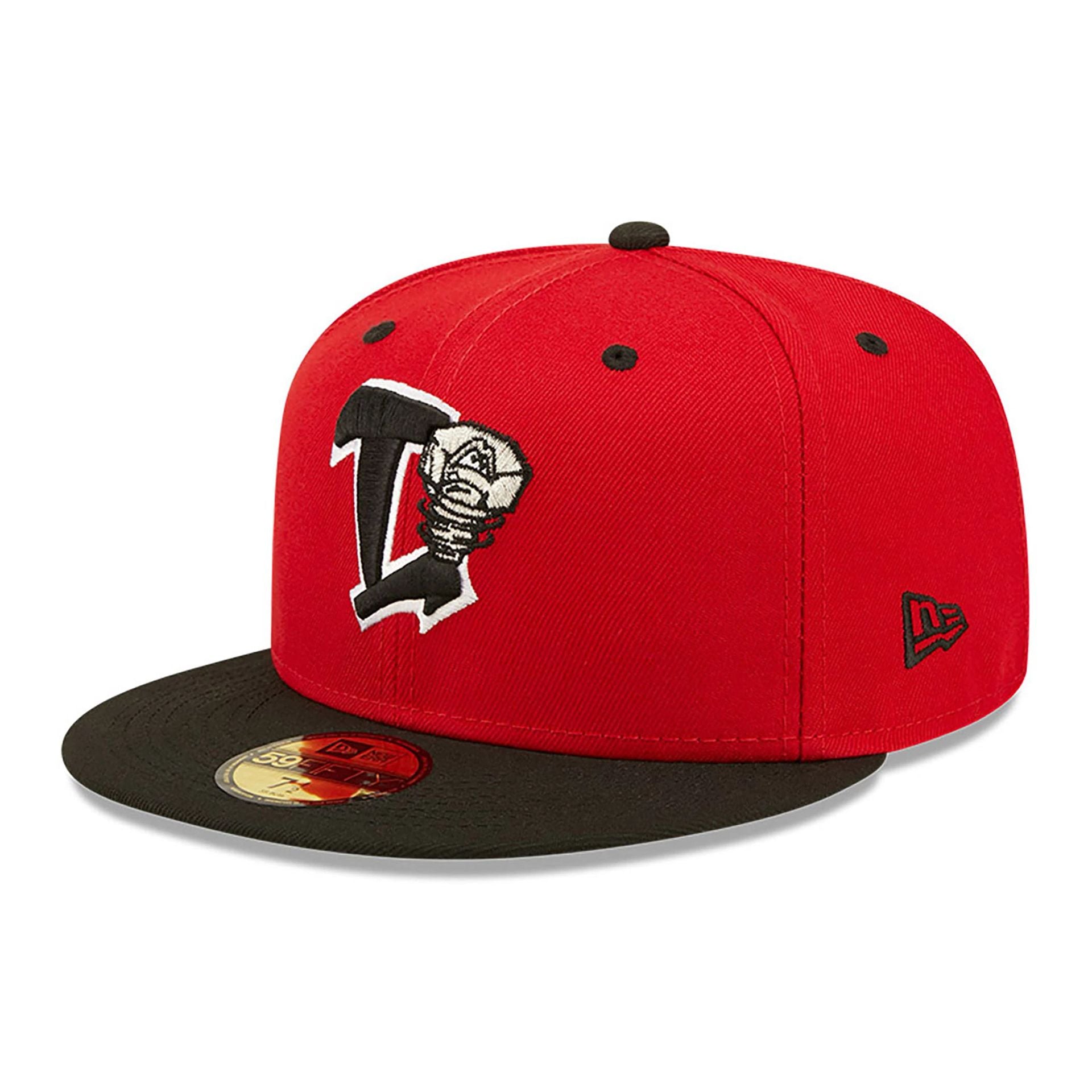 This is a Lansing Lugnuts MiLB On Field Red 59FIFTY Fitted Cap 1