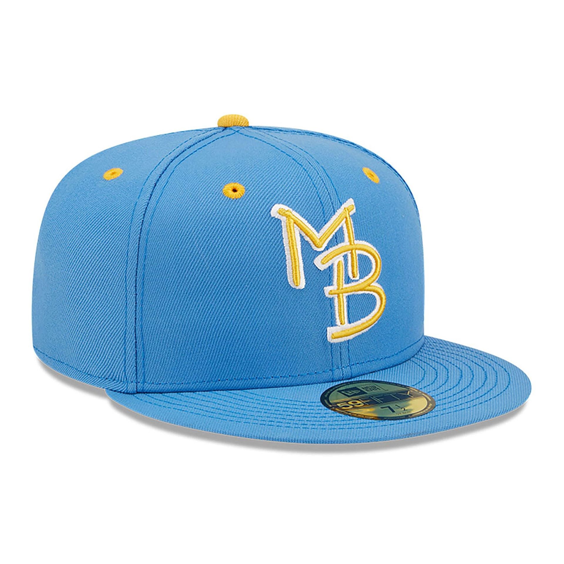 This is a Myrtle Beach Pelicans MiLB On Field Blue 59FIFTY Fitted Cap 4