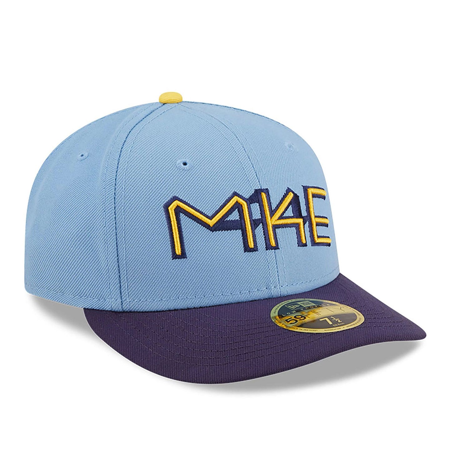 This is a Milwaukee Brewers MLB City Connect 2024 Light Blue Low Profile 59FIFTY Fitted Cap 4