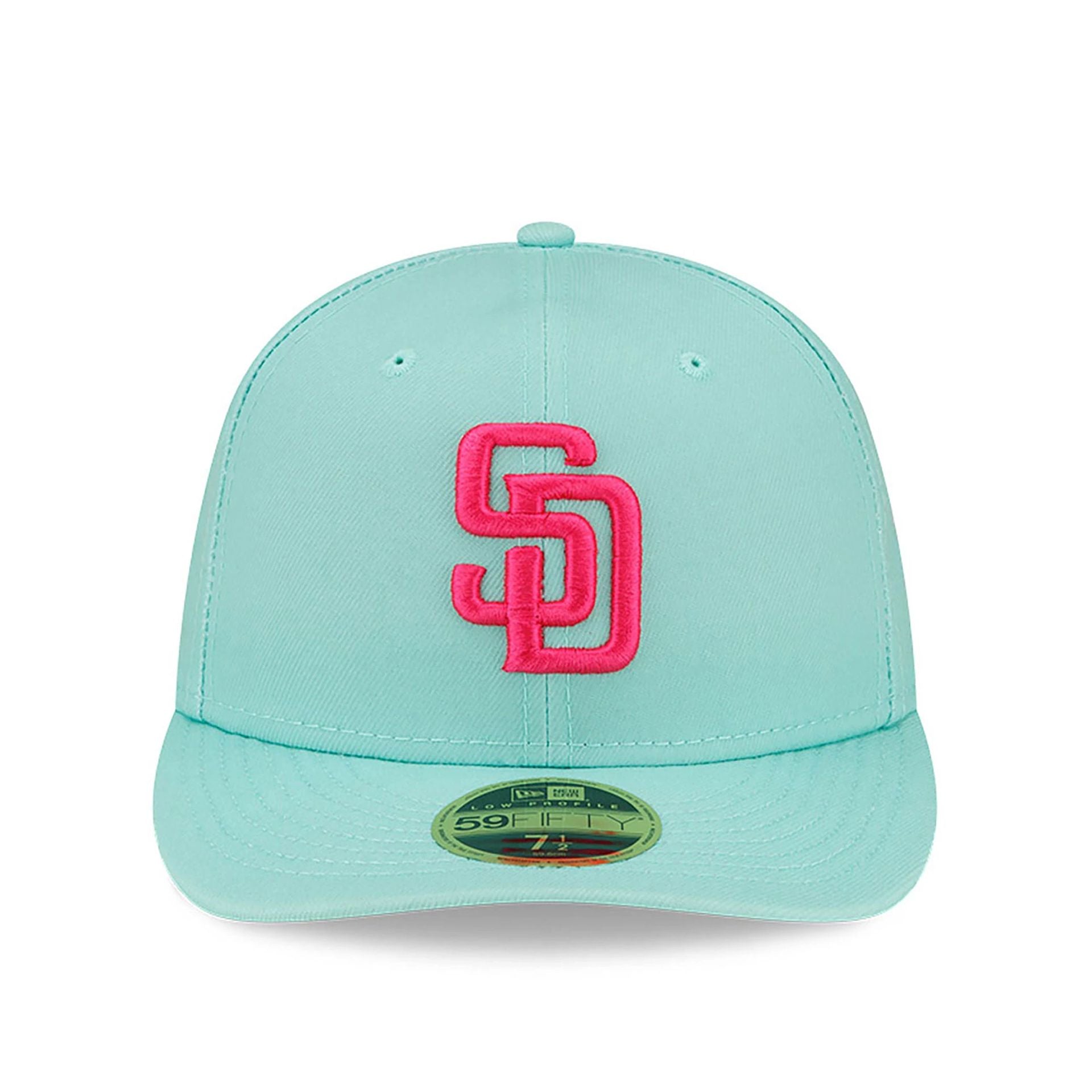 This is a San Diego Padres MLB City Connect 2024 Turquoise Low Profile 59FIFTY Fitted Cap 2