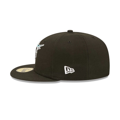 This is a Miami Marlins Crown Champs Black 59FIFTY Fitted Cap 6