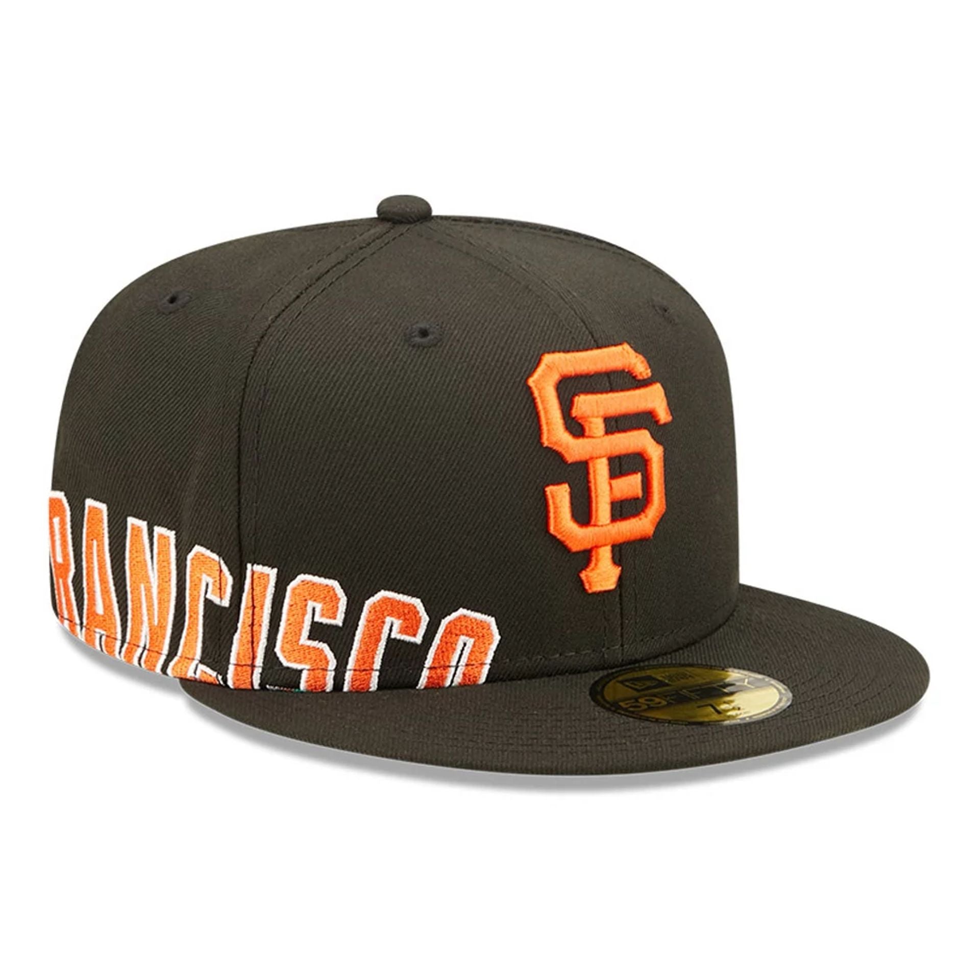 This is a San Francisco Giants MLB Side Split Black 59FIFTY Fitted Cap 1