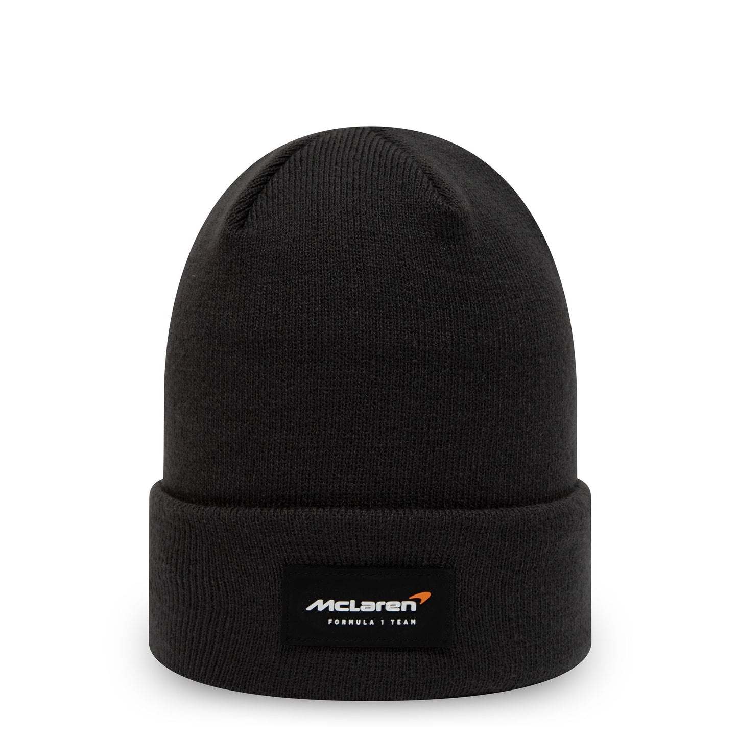 This is a McLaren Racing Black Cuff Knit Beanie Hat 1