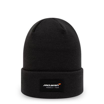 This is a McLaren Racing Black Cuff Knit Beanie Hat 1