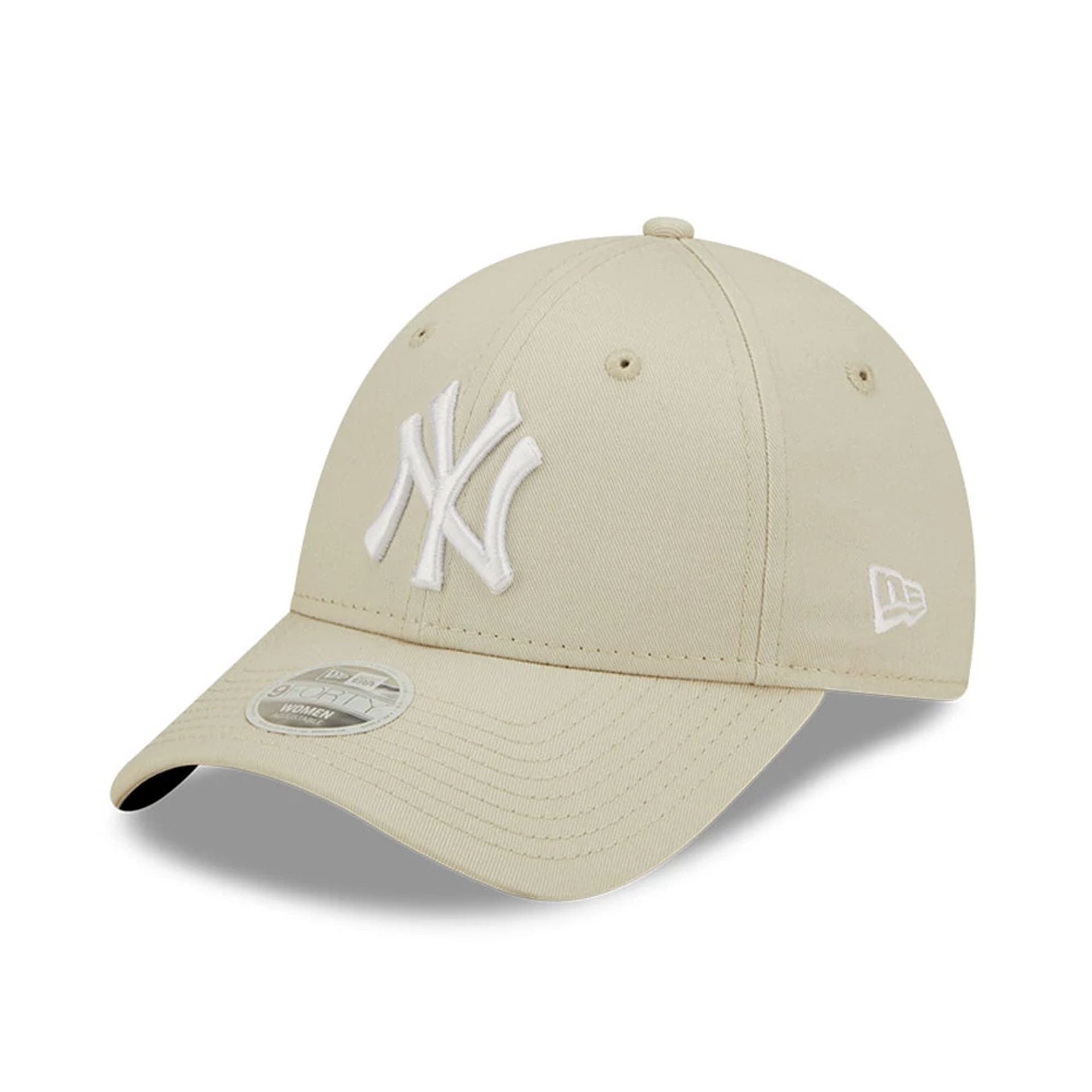 This is a New York Yankees Womens League Essential Light Beige 9FORTY Adjustable Cap 1