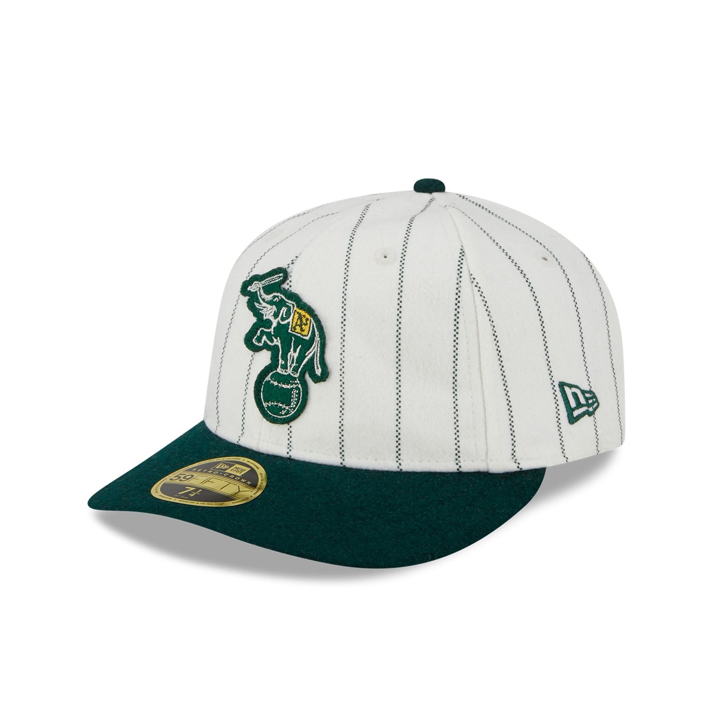 This is a Oakland Athletics Cooperstown MLB Stripe Chrome White Retro Crown 59FIFTY Fitted Cap 4