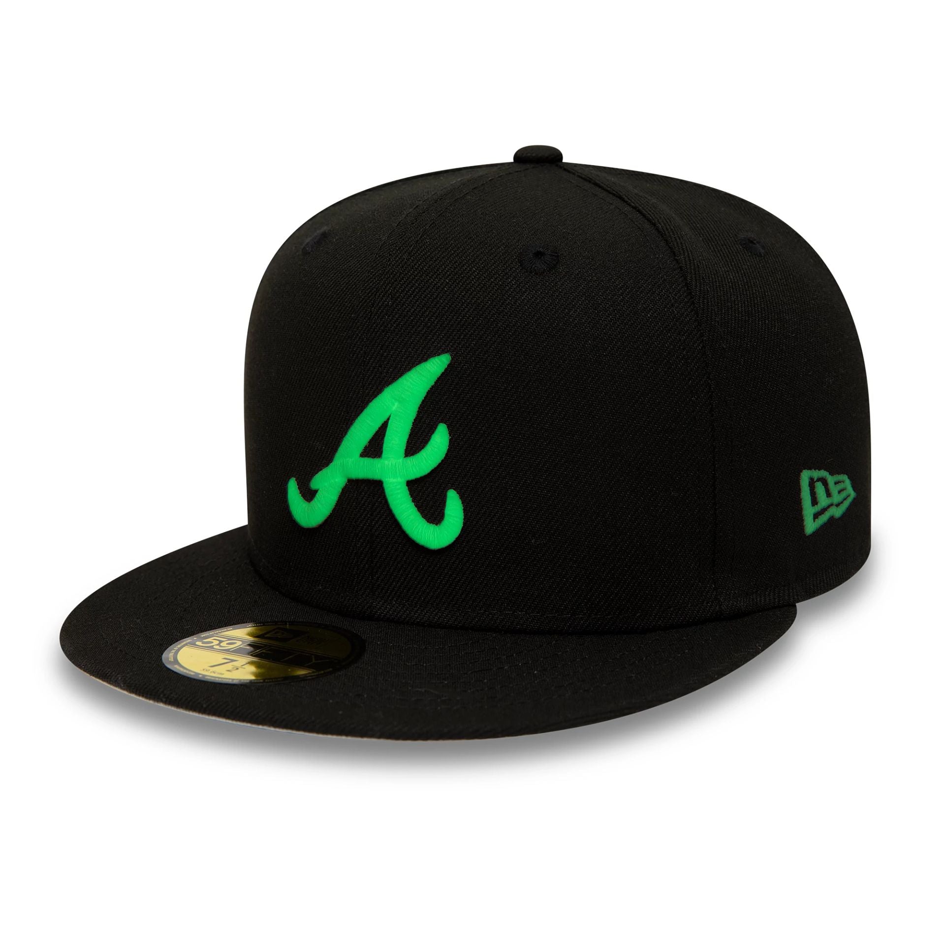 This is a Atlanta Braves MLB Glow In The Dark Black 59FIFTY Fitted Cap 1