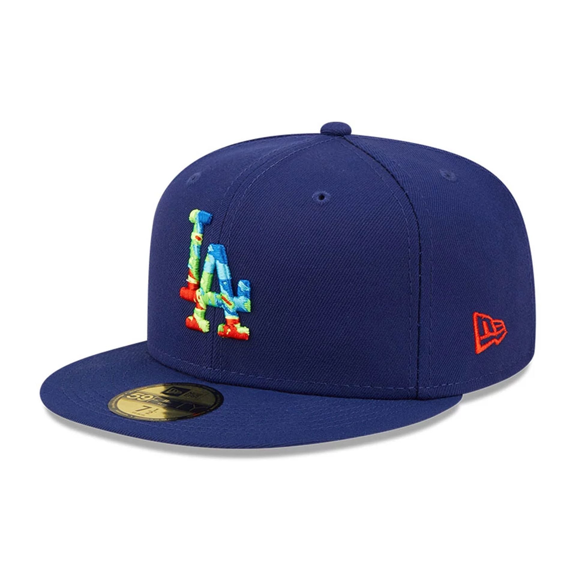 This is a LA Dodgers Infrared Blue 59FIFTY Fitted Cap 1