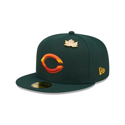 This is a Cincinnati Reds Leafy Dark Green 59FIFTY Fitted Cap 3