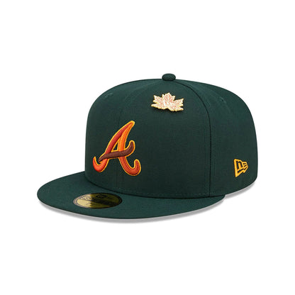 This is a Atlanta Braves Leafy Dark Green 59FIFTY Fitted Cap 3