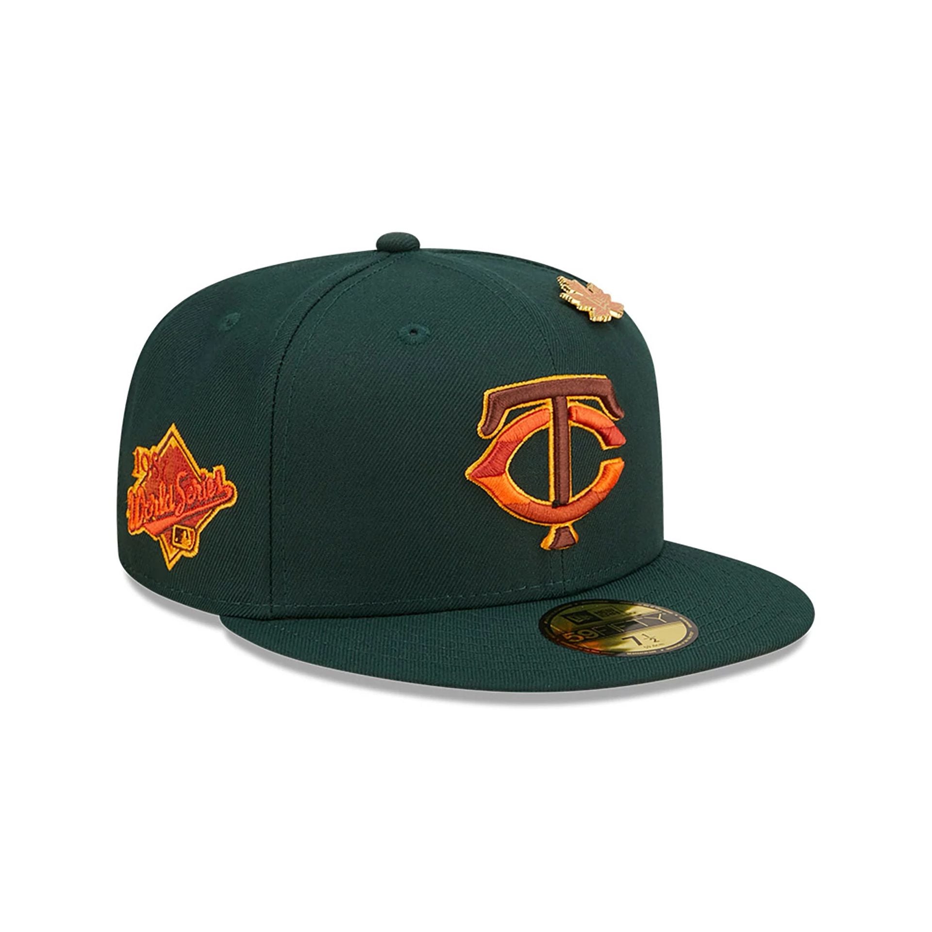 This is a Minnesota Twins Leafy Dark Green 59FIFTY Fitted Cap 1