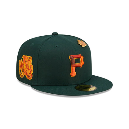 This is a Pittsburgh Pirates Leafy Dark Green 59FIFTY Fitted Cap 1