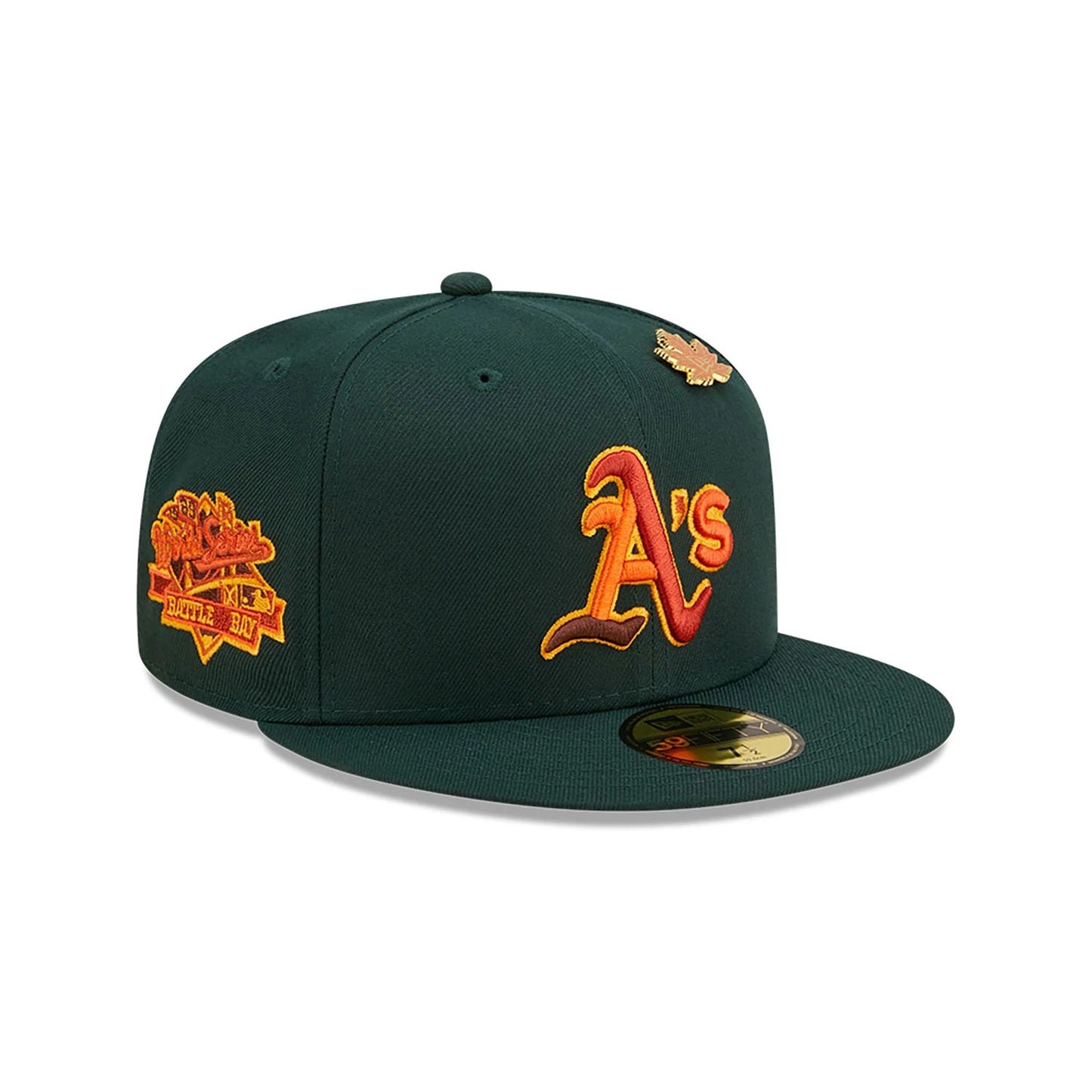 This is a Oakland Athletics Leafy Dark Green 59FIFTY Fitted Cap 1