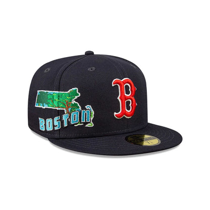 This is a Boston Red Sox Stateview Navy 59FIFTY Fitted Cap 1