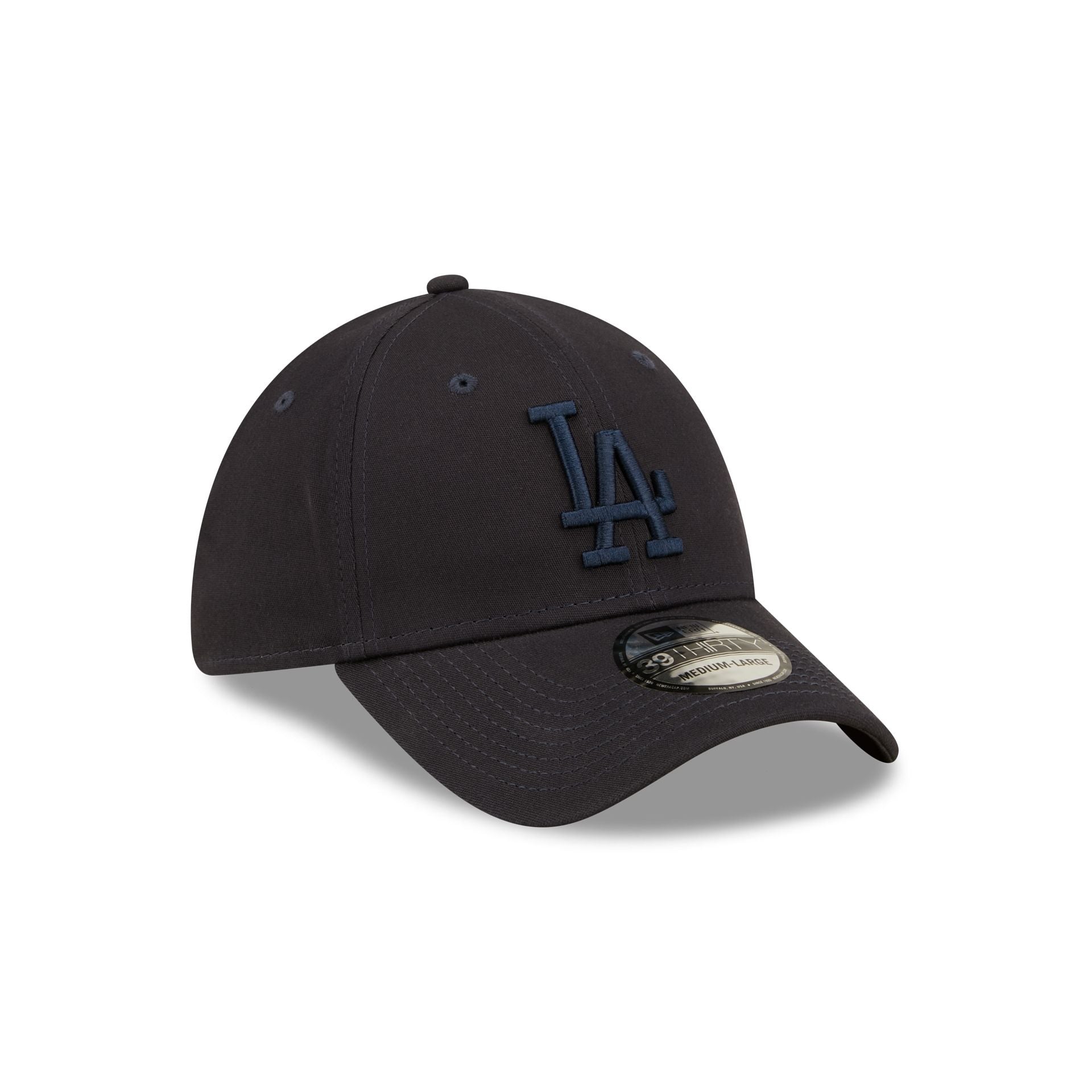 This is a LA Dodgers League Essential Navy 39THIRTY Stretch Fit Cap 1