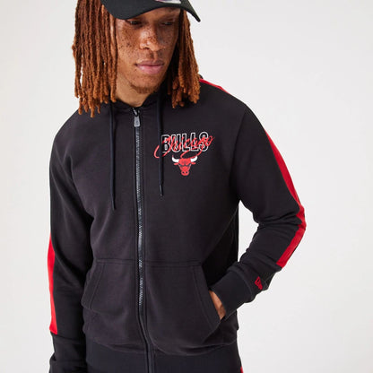 The Male model is wearing Chicago Bulls NBA Script Black Full-Zip Hoodie 5