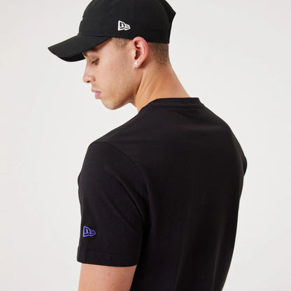 The Male model is wearing Phoenix Suns NBA Script Black T-Shirt 4