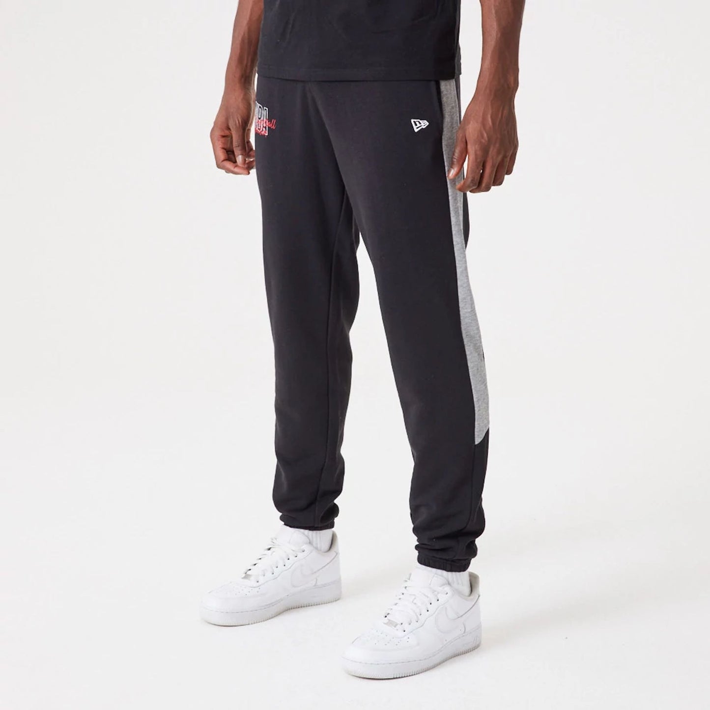 The Male model is wearing NBA Logo Script Black Joggers 7