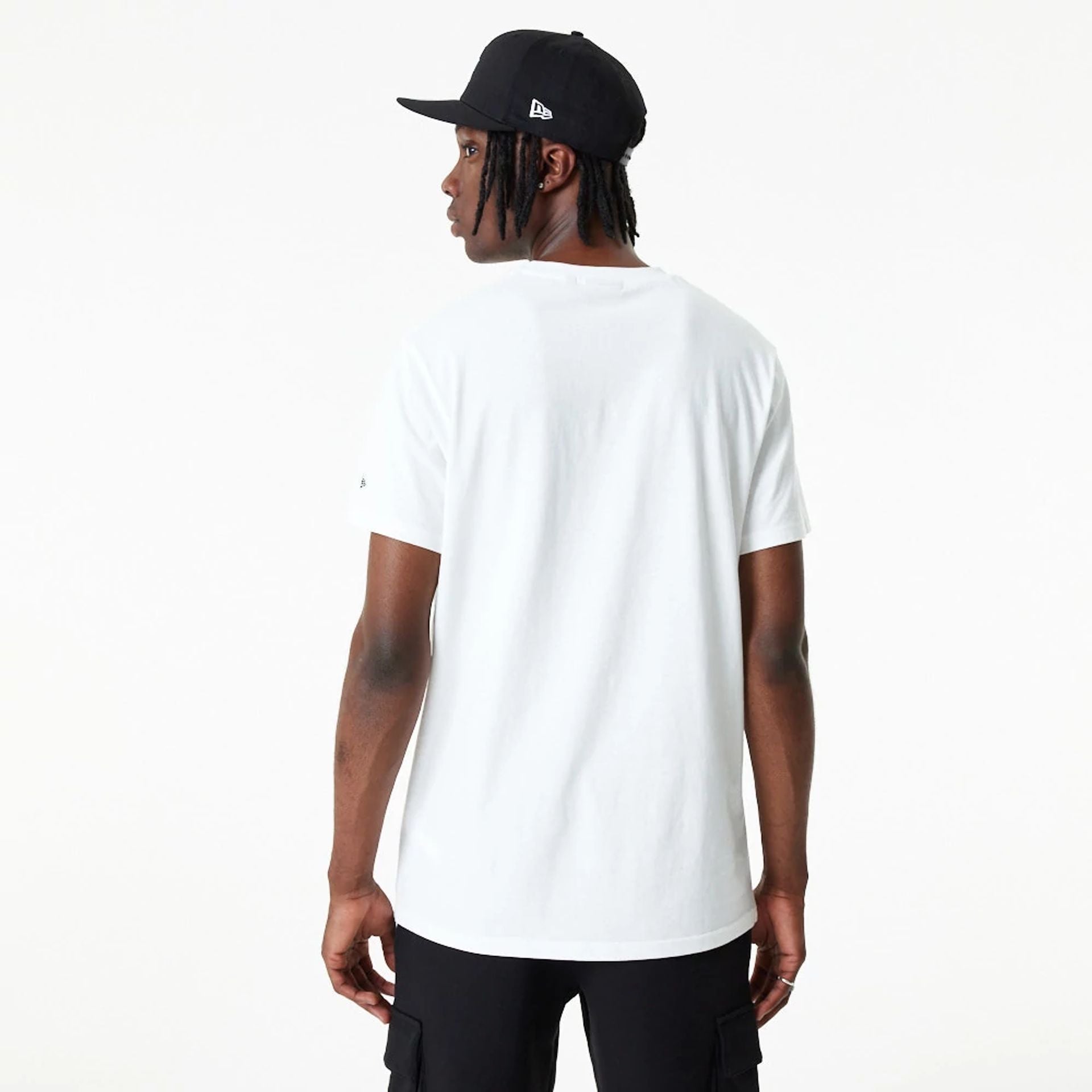 The Male model is wearing New Era Essential Plain White T-Shirt 2