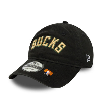 This is a Milwaukee Bucks NBA Statement Black 9TWENTY Adjustable Cap 8