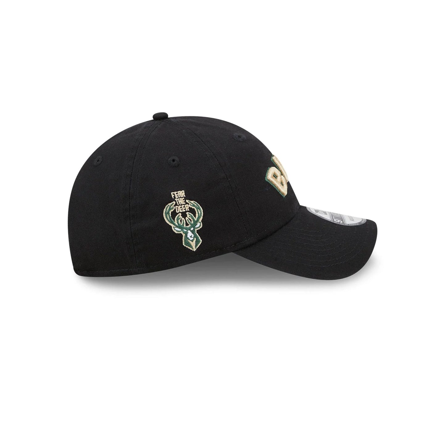 This is a Milwaukee Bucks NBA Statement Black 9TWENTY Adjustable Cap 5