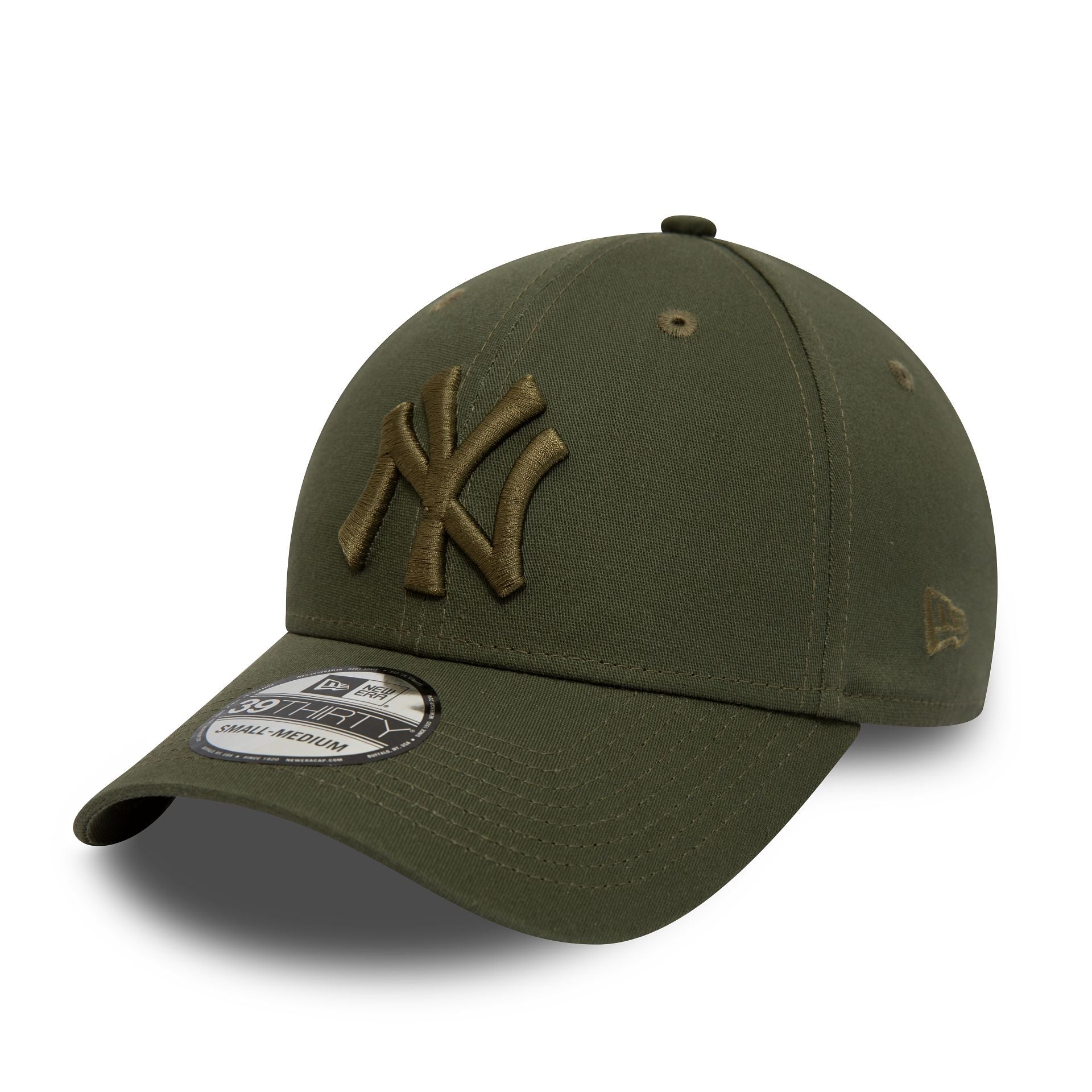 This is a New York Yankees League Essential Green 39THIRTY Stretch Fit Cap 1