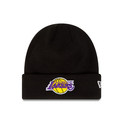 This is a LA Lakers Essential Black Cuff Knit Beanie Hat 1