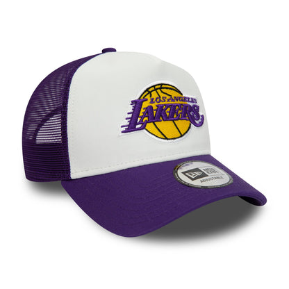 This is a LA Lakers Team Colour Purple A-Frame Trucker Cap 3