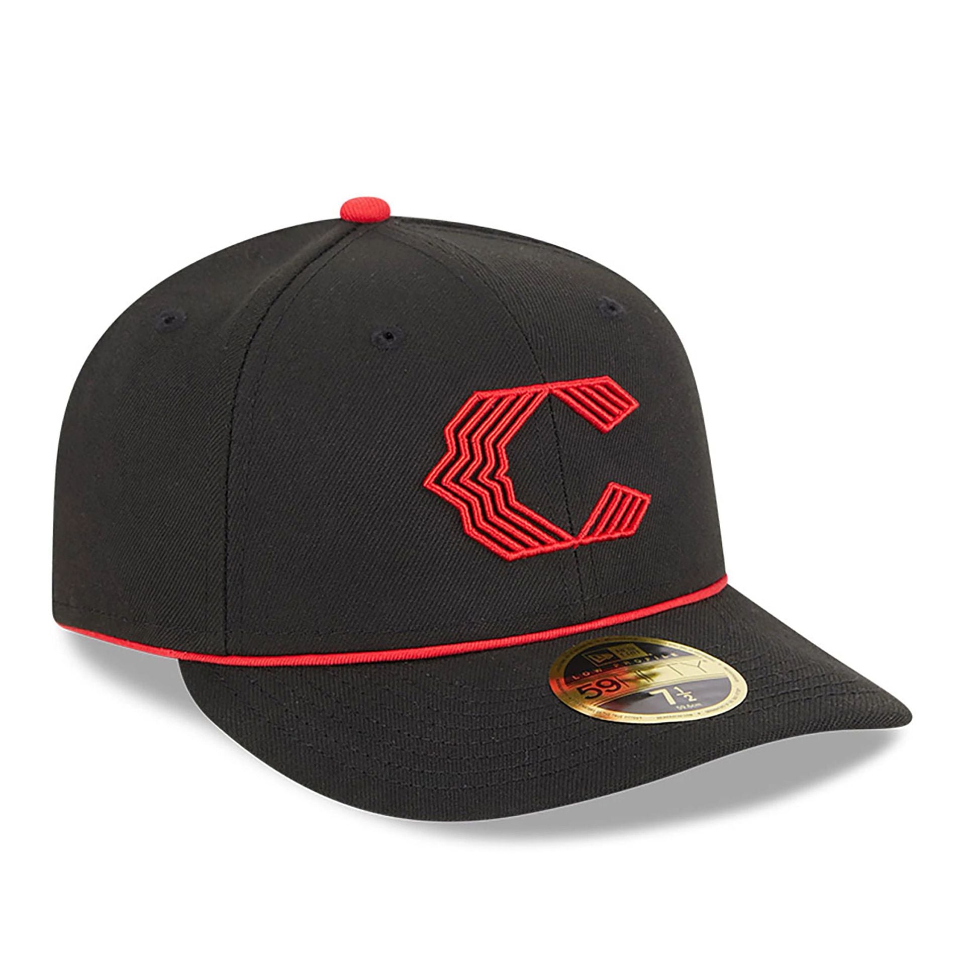 This is a Cincinnati Reds MLB City Connect 2024 Black Low Profile 59FIFTY Fitted Cap 4