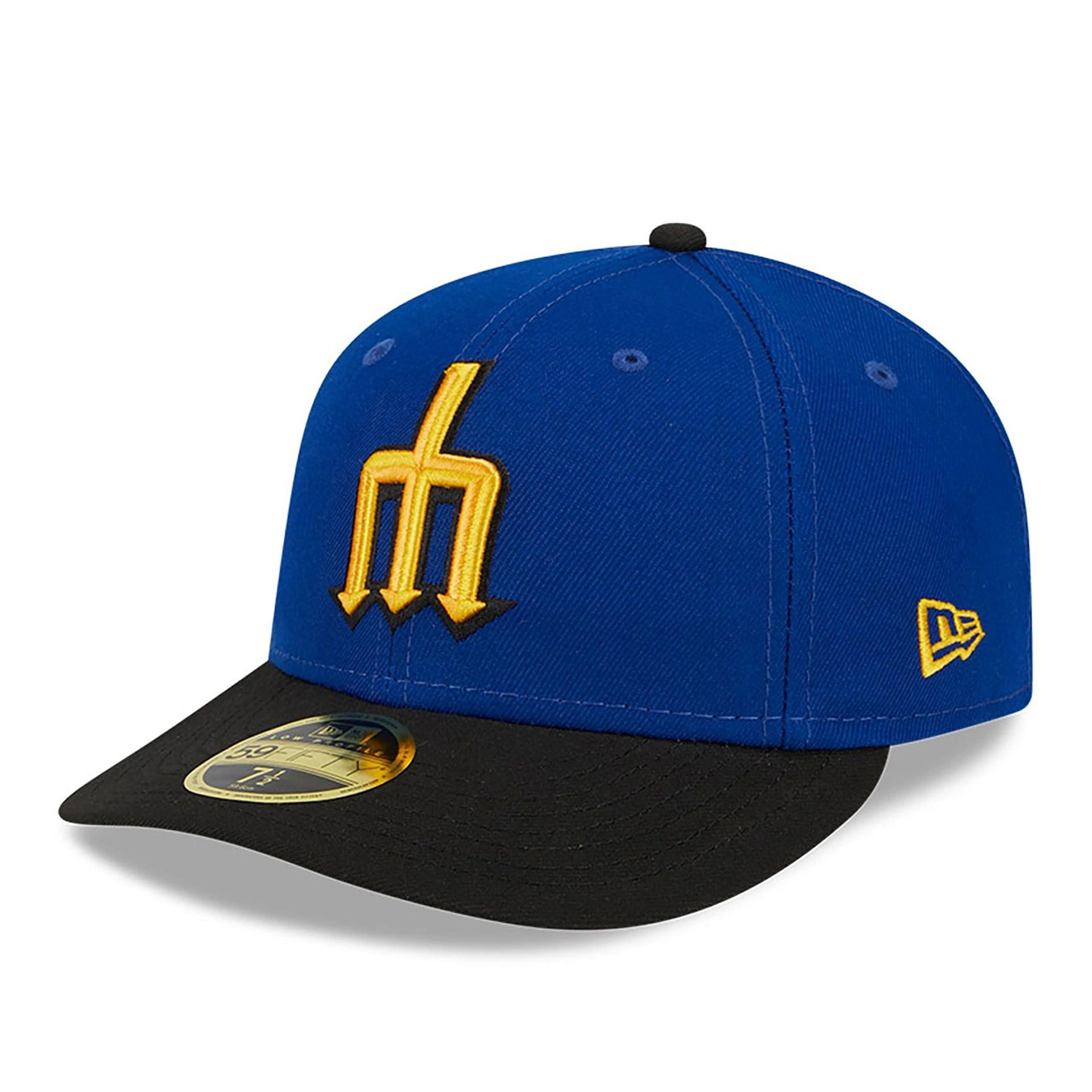 This is a Seattle Mariners MLB City Connect 2024 Dark Blue Low Profile 59FIFTY Fitted Cap 1