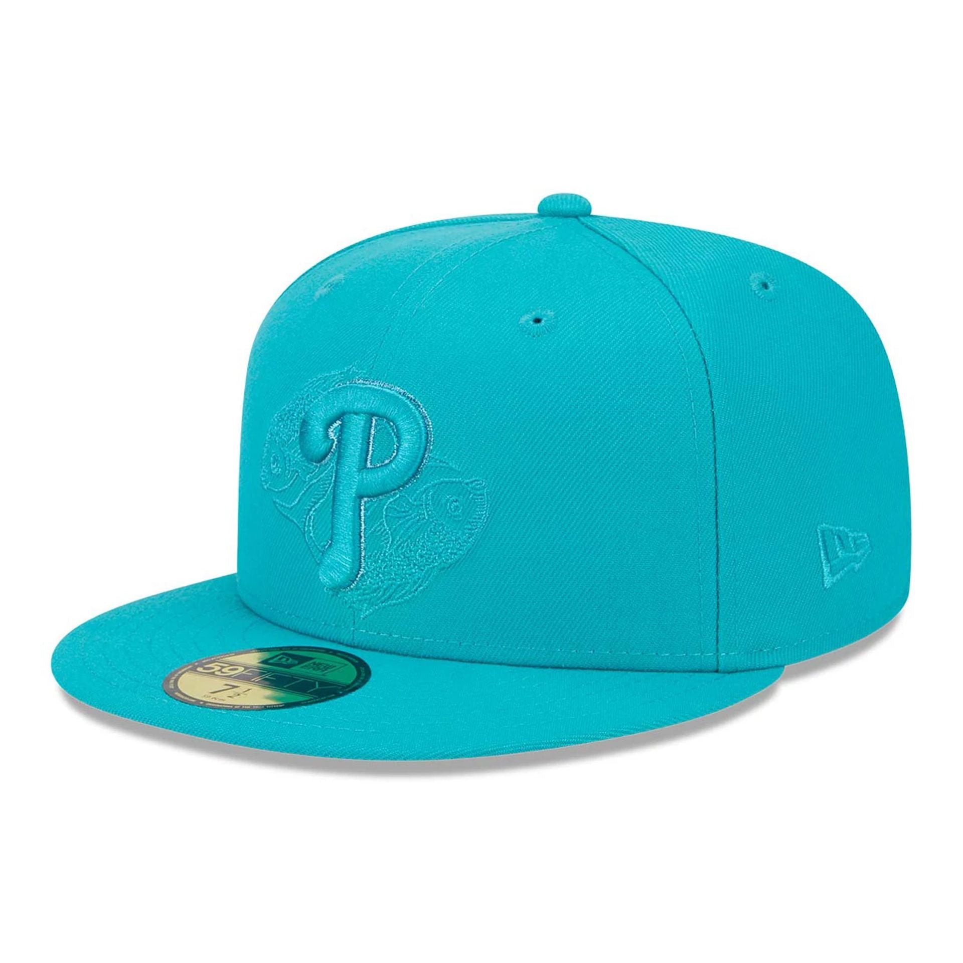 This is a Philadelphia Phillies Zodiac Pisces Blue 59FIFTY Fitted Cap 1