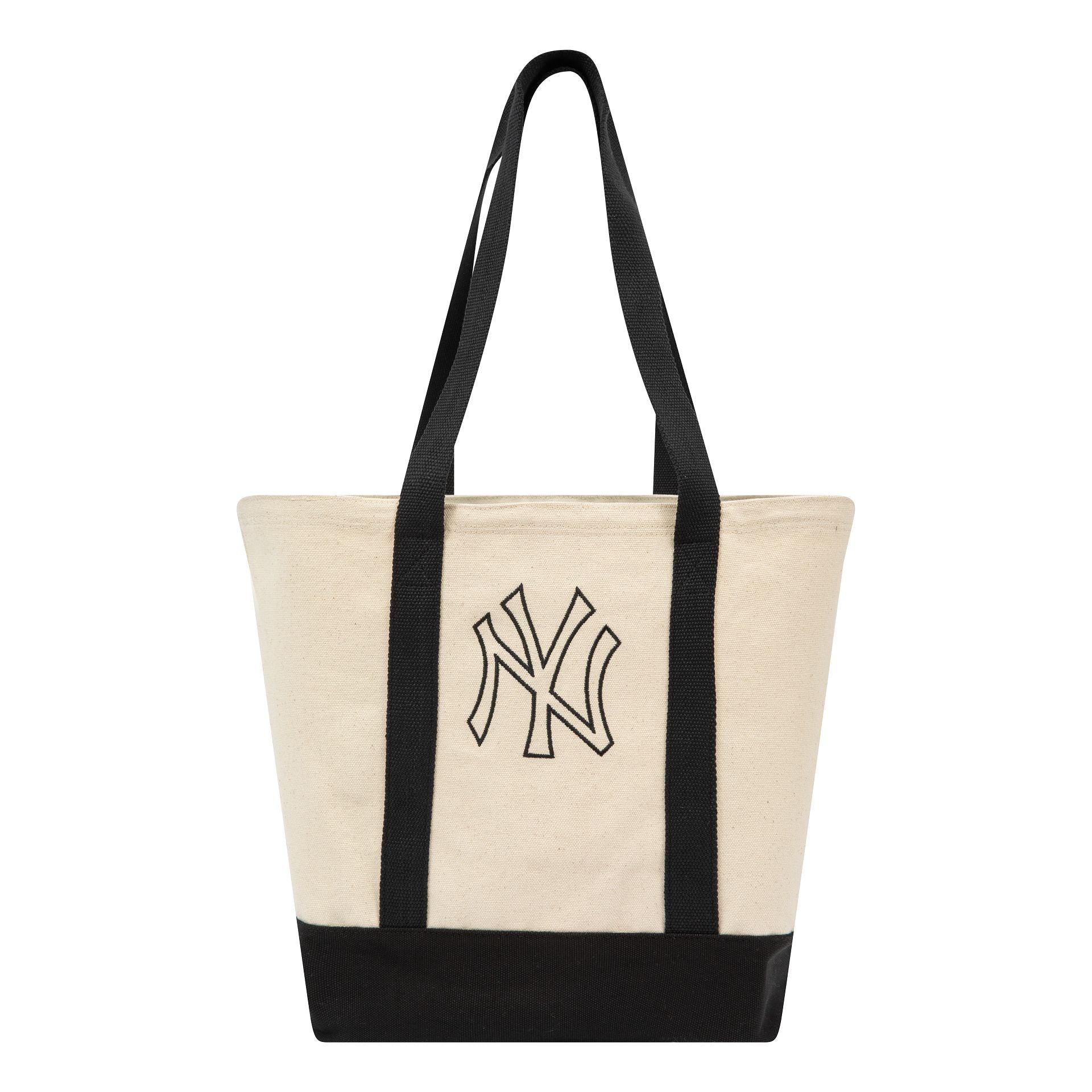 This is a New York Yankees Logo Light Beige Tote Bag 1