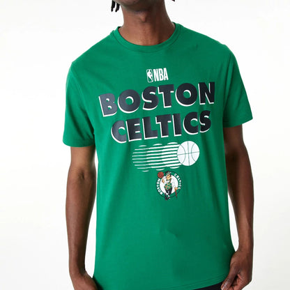 The Male model is wearing Boston Celtics Green NBA Graphic T-Shirt 6