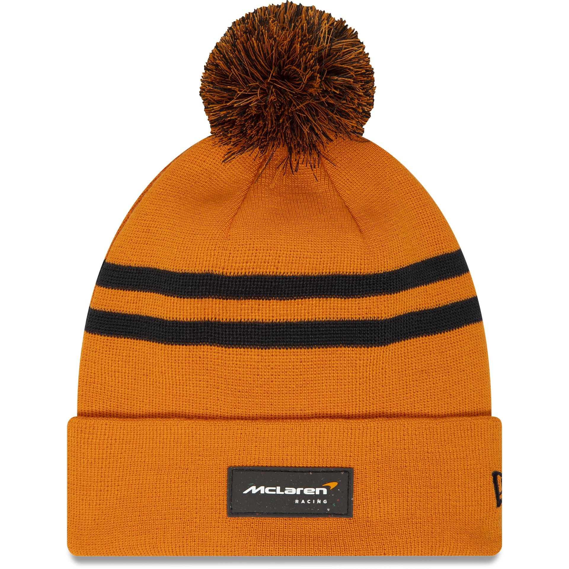 This is a McLaren Pom Orange Beanie Hat 1