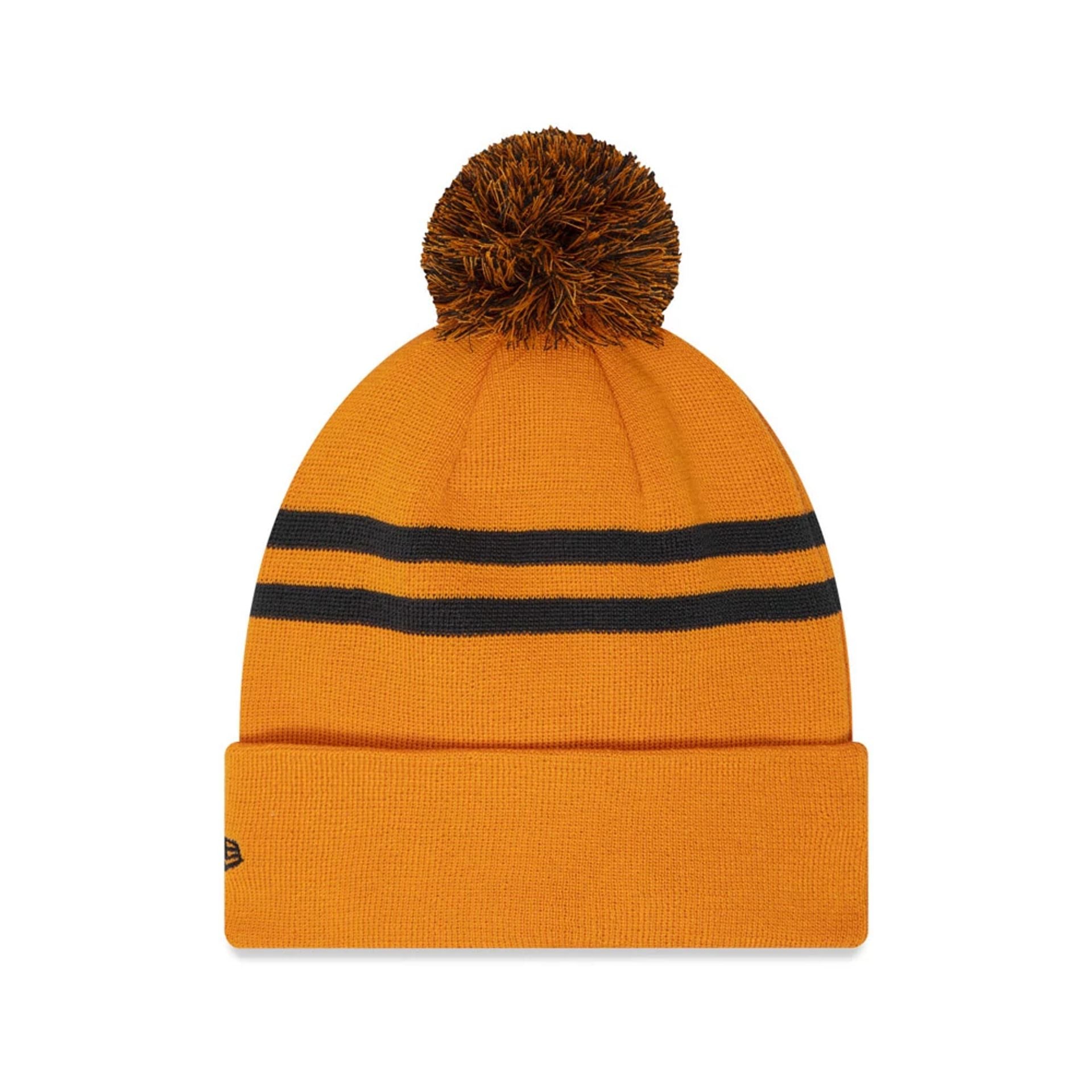 This is a McLaren Pom Orange Beanie Hat 2