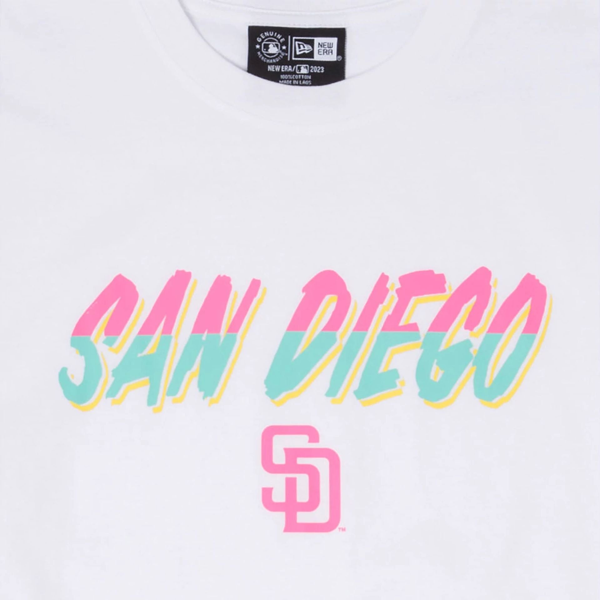 The Male model is wearing San Diego Padres MLB City Connect White T-Shirt 2