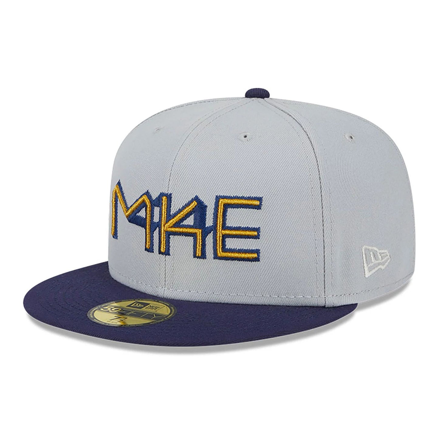 This is a Milwaukee Brewers Metallic City Grey 59FIFTY Fitted Cap 1