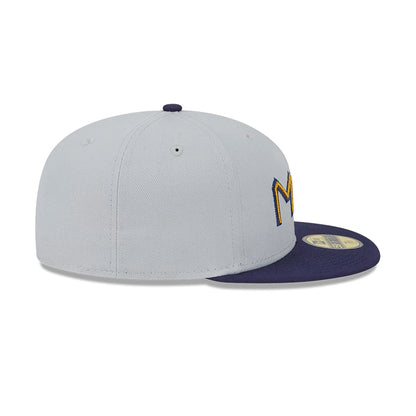 This is a Milwaukee Brewers Metallic City Grey 59FIFTY Fitted Cap 7