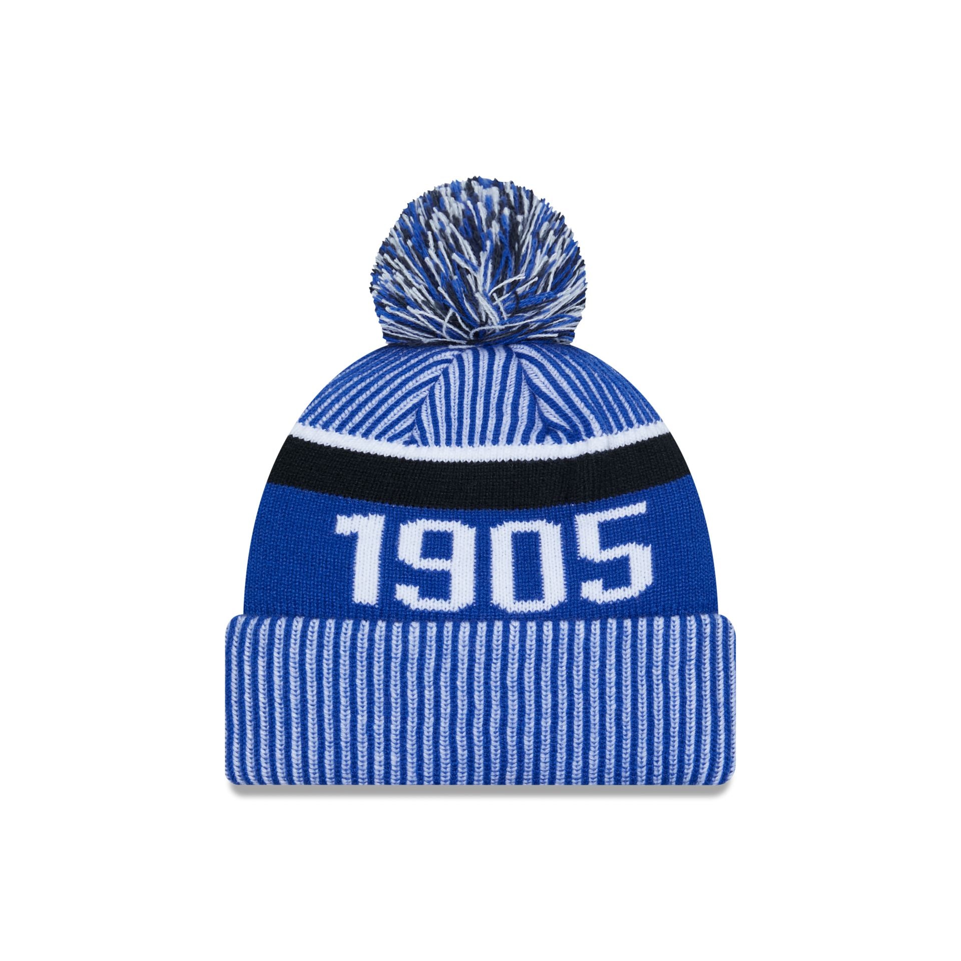 This is a Chelsea FC 1905 Blue Bobble Knit Beanie Hat 1