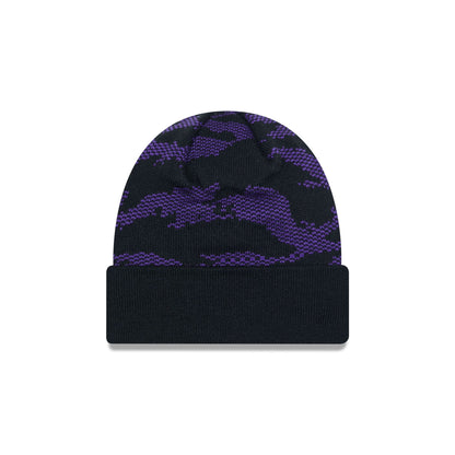 This is a Aprilia All Over Print Black Cuff Knit Beanie Hat 2