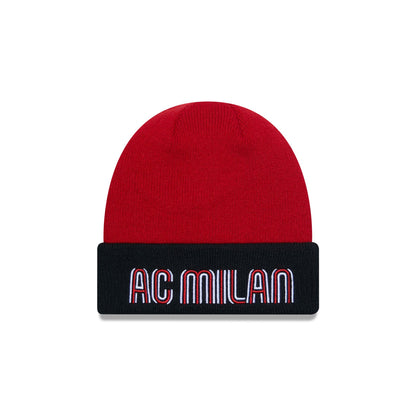 This is a AC Milan Pulse Youth Red Cuff Knit Beanie Hat 1