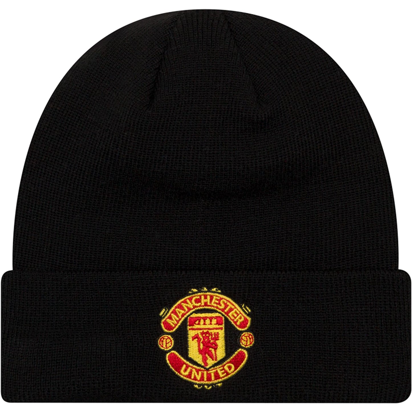 This is a Manchester United FC Youth Black Cuff Knit Beanie Hat 1