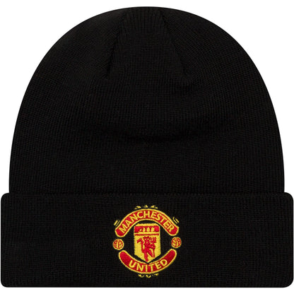 This is a Manchester United FC Youth Black Cuff Knit Beanie Hat 1