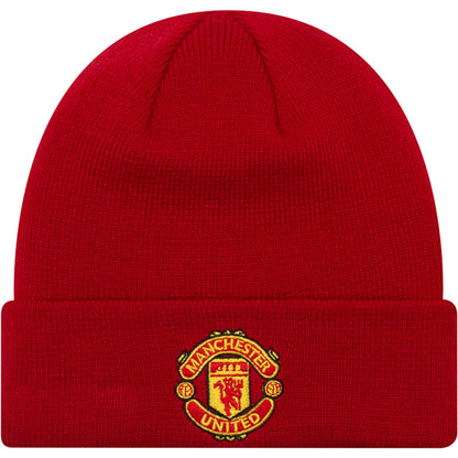 This is a Manchester United FC Youth Red Cuff Knit Beanie Hat 1