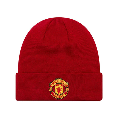 This is a Manchester United FC Youth Red Cuff Knit Beanie Hat 1