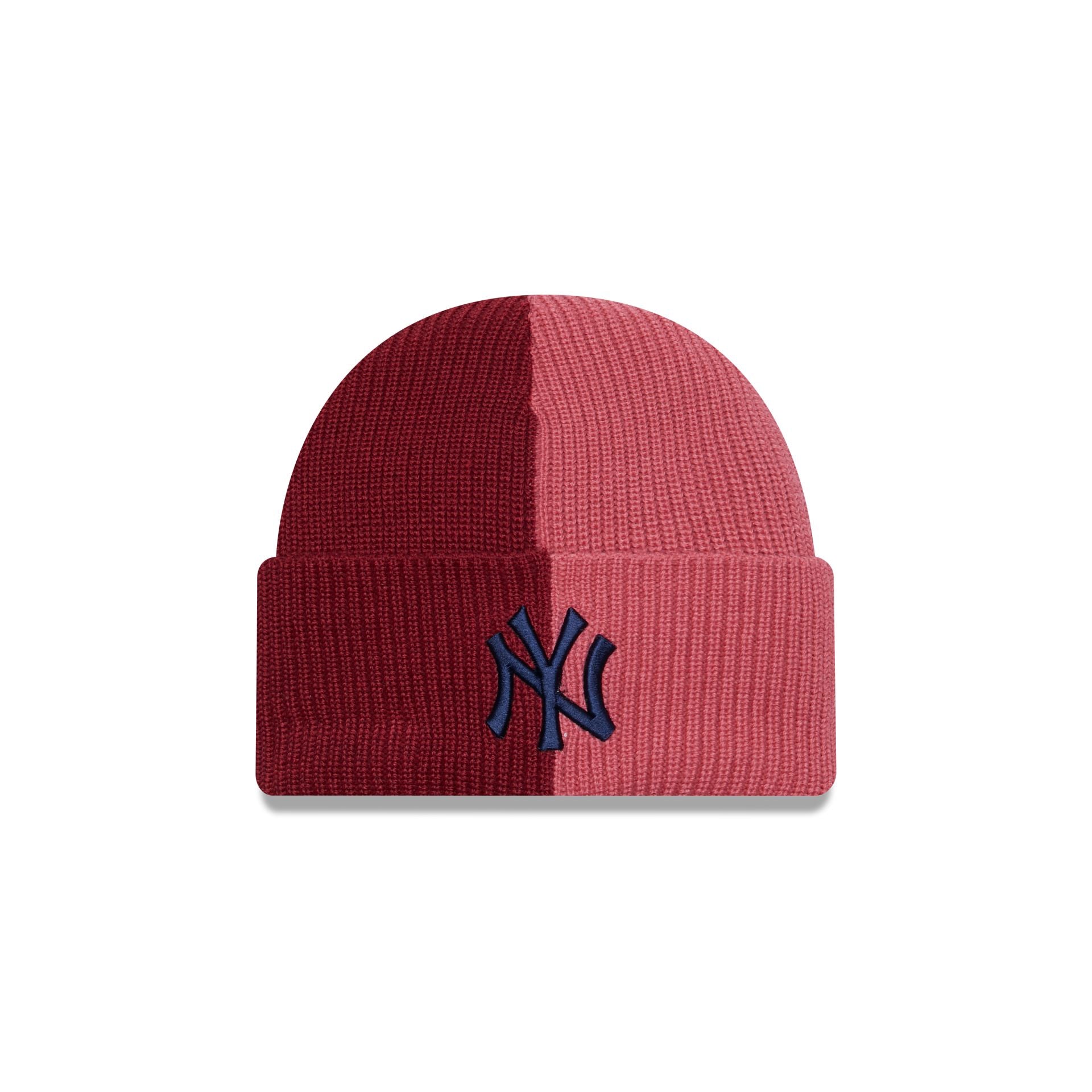 This is a New York Yankees Two Tone Red Cuff Knit Beanie Hat 1