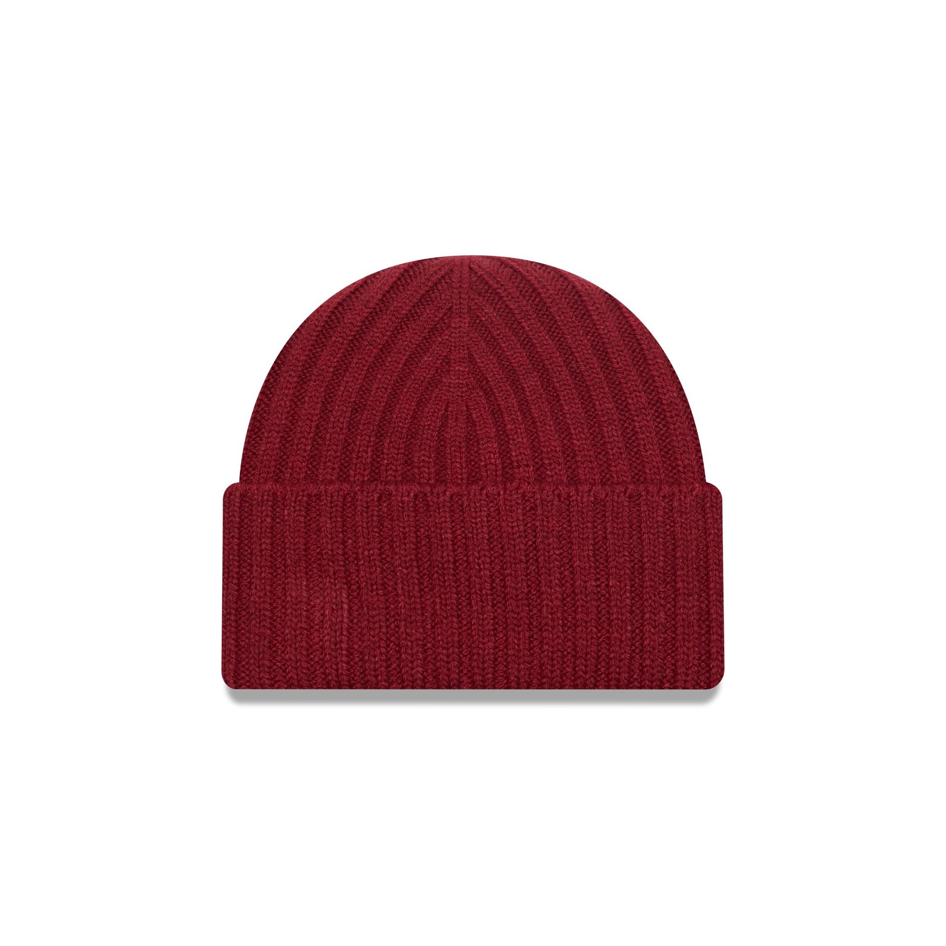 This is a New Era Short Rib Dark Red Cuff Knit Beanie Hat 1