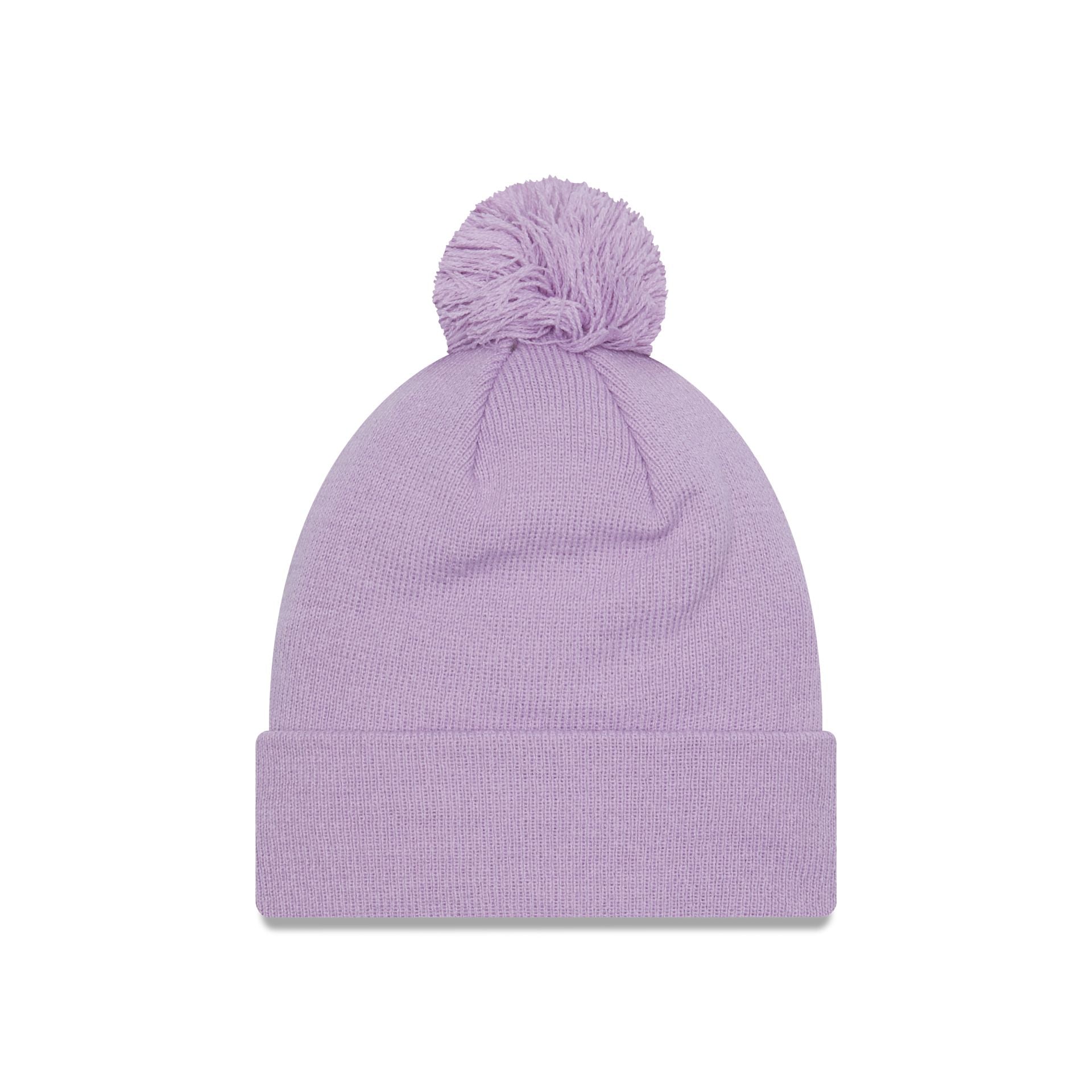 This is a New York Yankees Metallic Pom Pastel Purple Womens Bobble Knit Beanie Hat 2